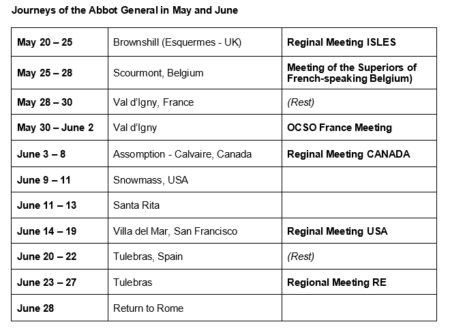 General News Journeys of the Abbot General in May and June image 1